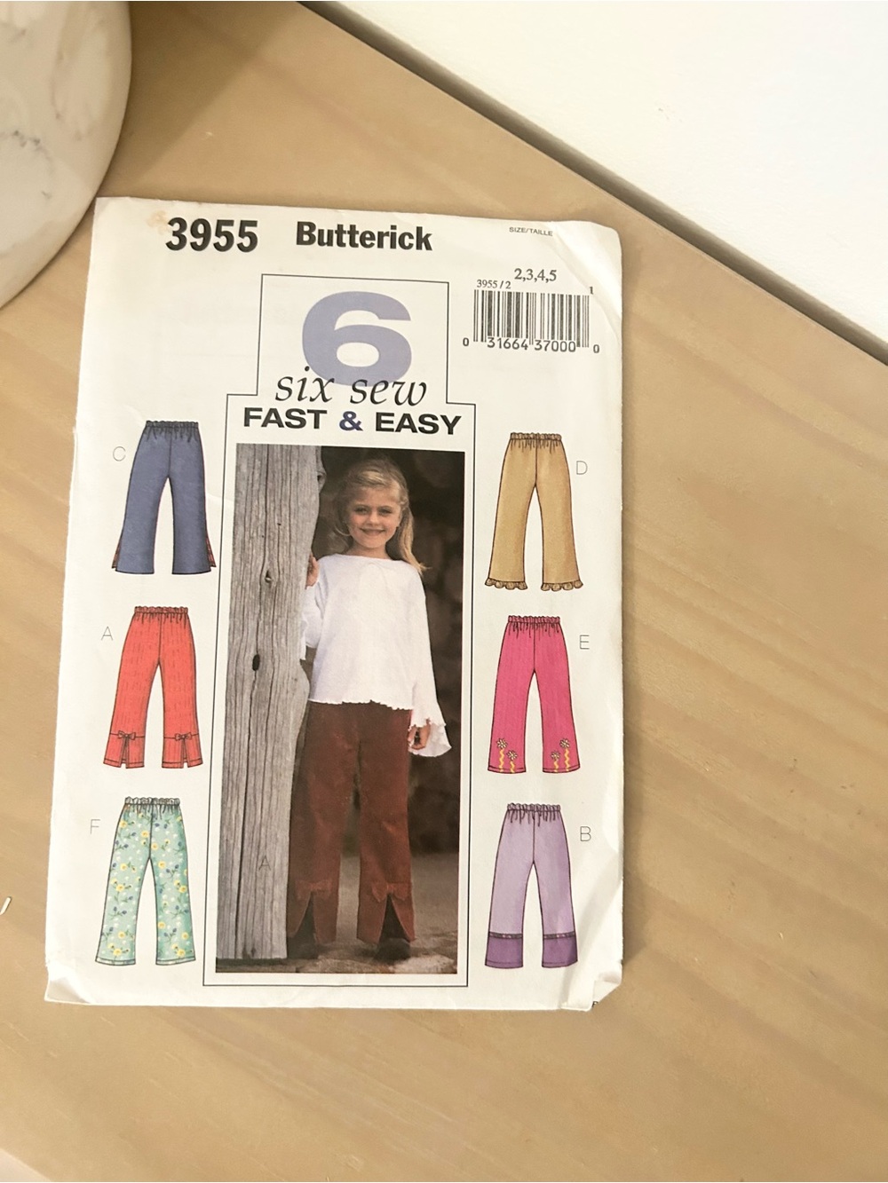 Vintage Butterick 3955 Girls Easy Pull-On Pants & Capris Sewing Pattern